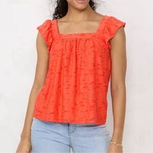 LC Lauren Conrad Ruffle Sleeve Cross Back Top size 2XL